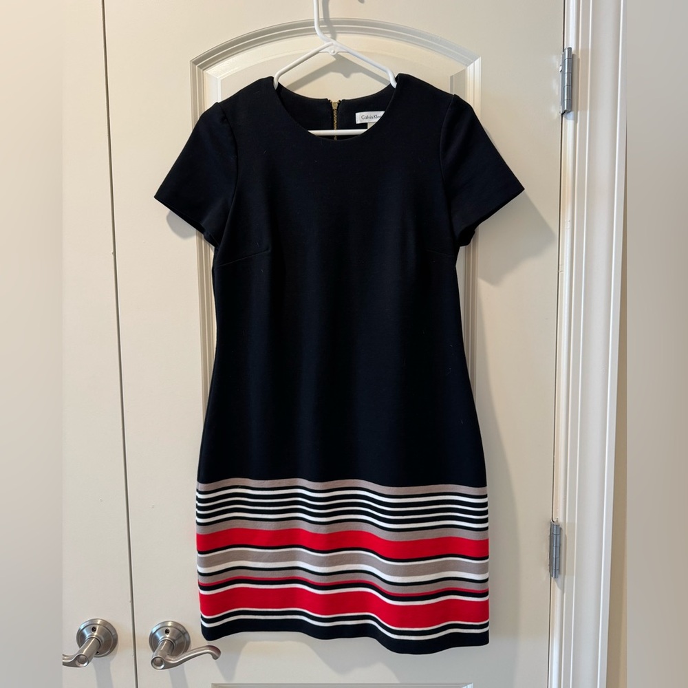 Calvin Klein sheath dress with stripes